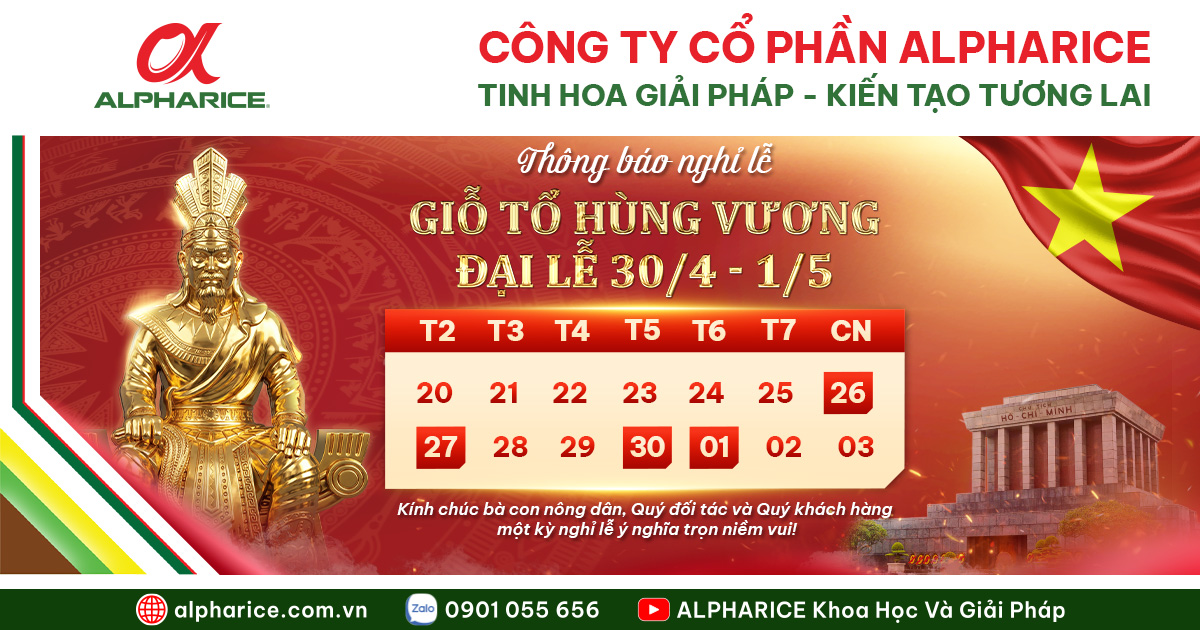 🕊️THÔNG BÁO LỊCH NGHỈ LỄ GIỖ TỔ HÙNG VƯƠNG VÀ ĐẠI LỄ 30/4 - 01/05🕊️